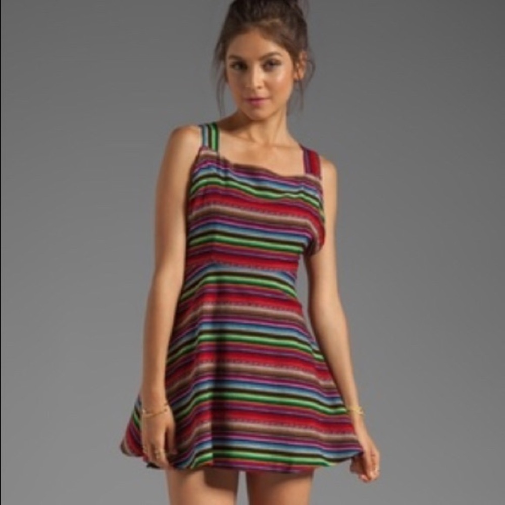 For Love & Lemons New Mexico Striped Mini Dress XS
